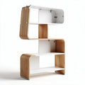 Bamboo and white wood storage shelf for home office dimensions 60 x 30 x 120cm