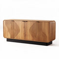 Wooden sideboard with geometric patterns and black base 150 x 45 x 75cm