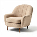 Berg beige upholstered accent chair with wooden legs 32 x 30 x 32 inches