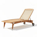 Wooden adjustable lounge chair with breathable fabric for outdoor use