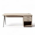 L-shaped office desk with wood finish and metal legs 150 x 60 x 75cm