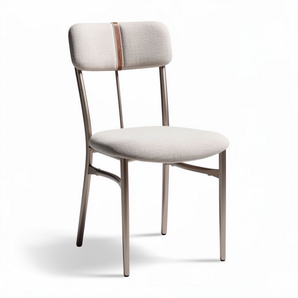 Upholstered dining chair with metal frame and leather accent 45 x 45 x 85cm