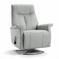 Recliner chair with swivel base in light gray fabric for living room use