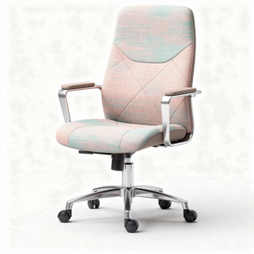Ergonomic office chair with pastel fabric upholstery and chrome base 60 x 60 x 100cm