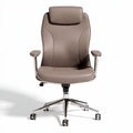 Leather office chair with adjustable height and swivel base brown 50 x 60 x 100cm