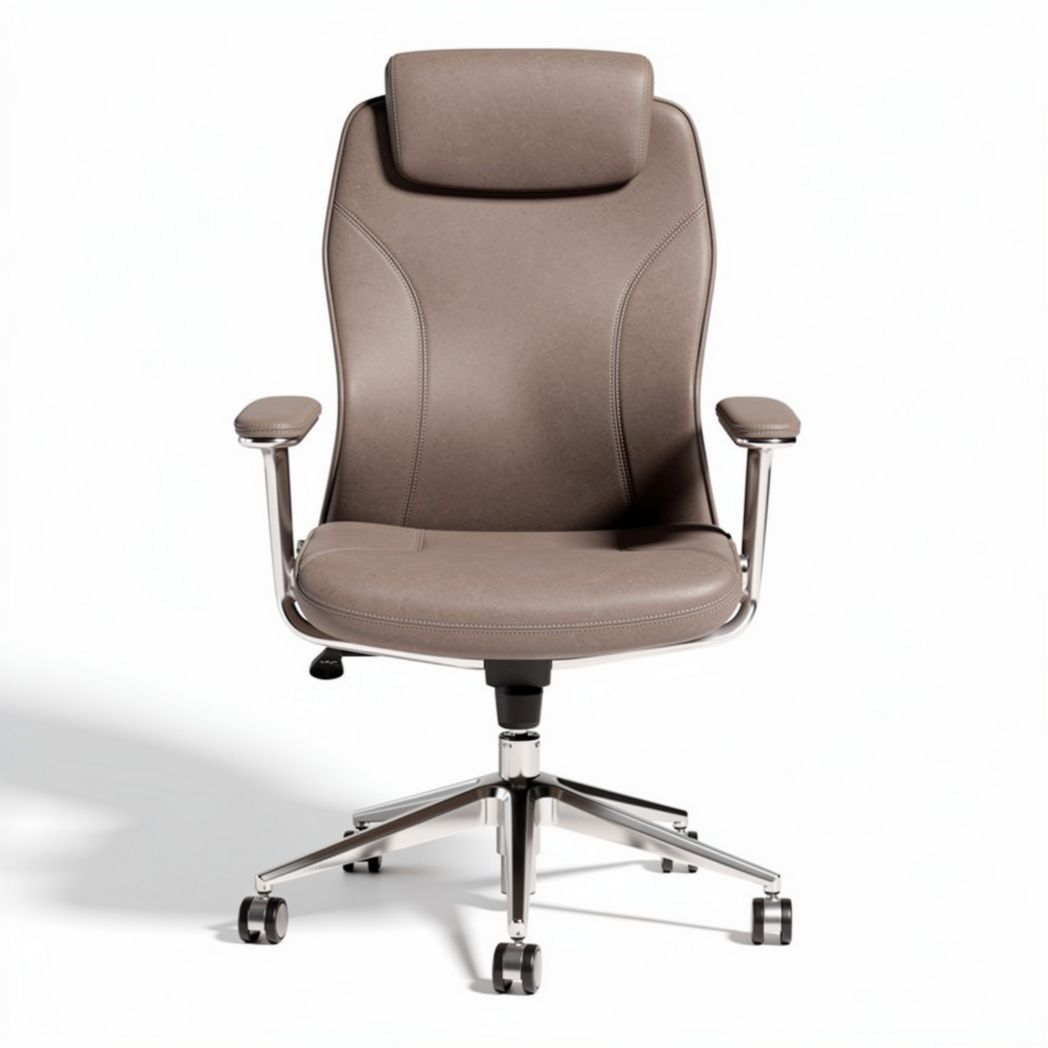 Leather office chair with adjustable height and swivel base brown 50 x 60 x 100cm