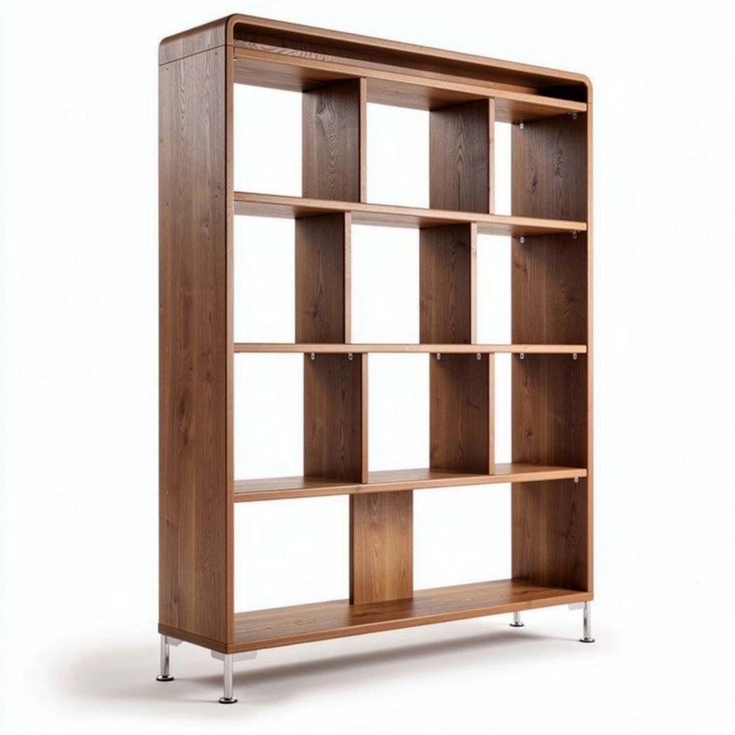 Wooden bookshelf with multiple compartments for storage and display 180 x 100 x 30cm